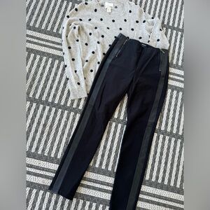 Worth Black Pants with Leather Accents